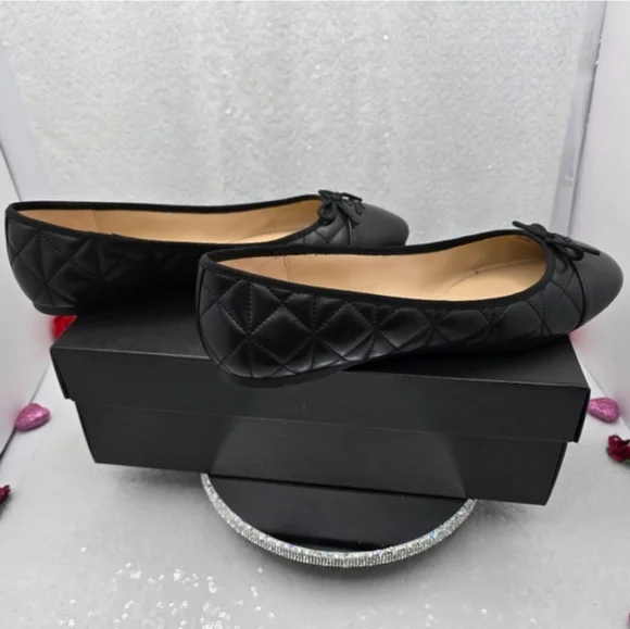 Coach Allyson Quilted Ballet Flats Classic Black Leather Women"s 10 - Picture 4 of 16